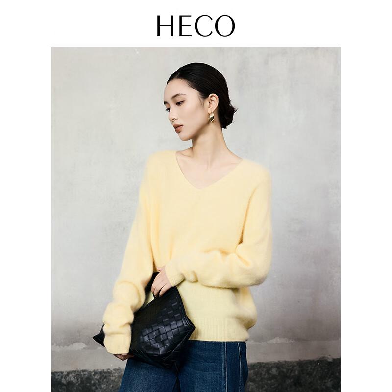 HECO Women's V-Neck Wool & Cashmere Sweater