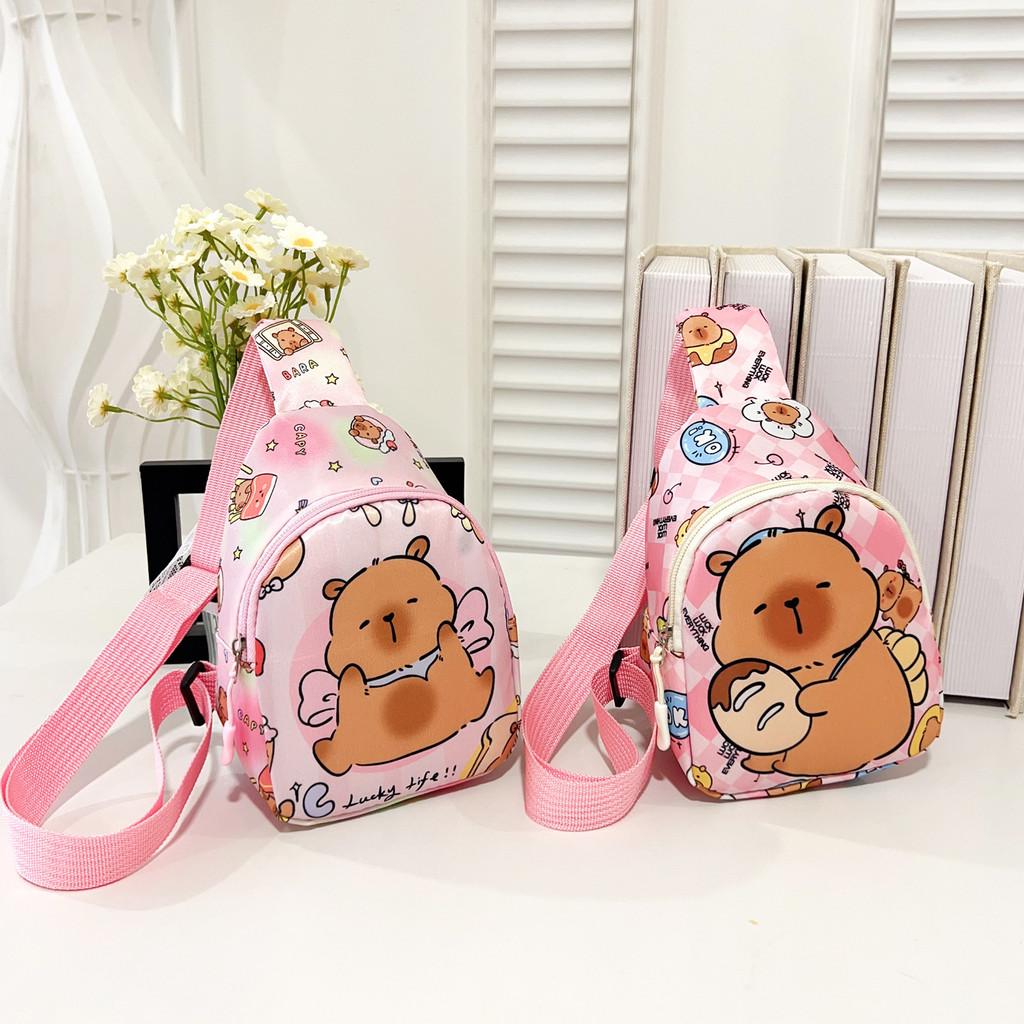 Capybara Preschool Children Nylon Crossbody Bag Animal Pattern Everyday Design