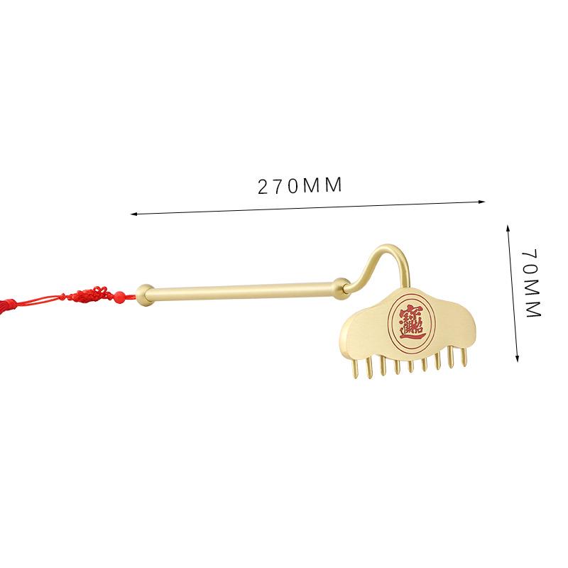 Copper Nine-Toothed Rake Feng Shui Decorative Ornament - Pure Brass Chinese-Style Handicraft for Home Decor