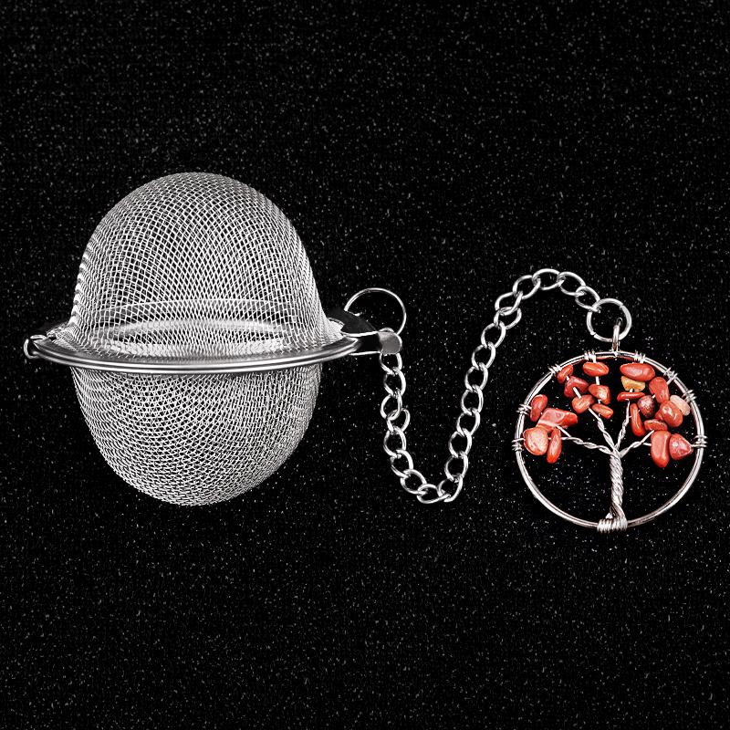 Tea Strainer Natural Stone Tree Of Life Stainless Steel Strainer For Making Tea Seasoning Bag Spice Box Accessory