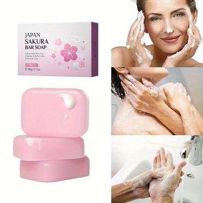 Handmade Sakura Soap 90g with Foaming Net Gentle Cleansing Bar Moisturizes Face Body All Skin Types Natural Fragrance
