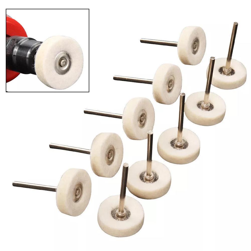 10pcs 25mm Wool Felt Polishing Wheels with Buffer Pad for Electric Grinder, Mini Polishing Kit for Metal, Rust, Oxide Removal