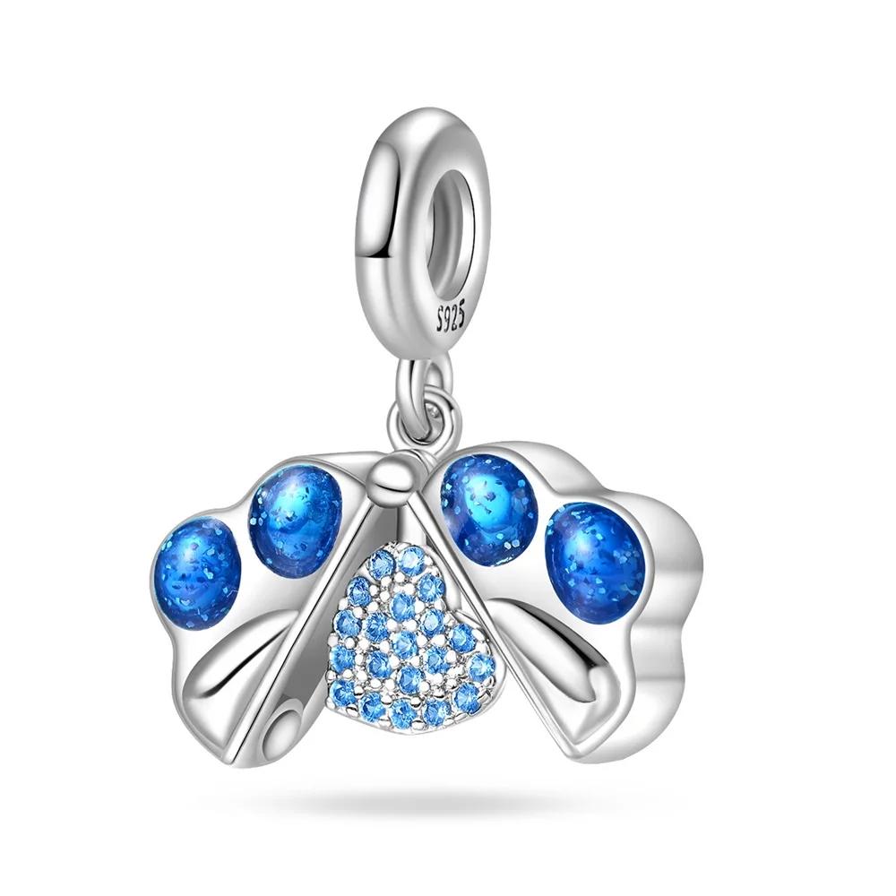 

Blue Charm Collection Butterfly Starry Sky Dreamcatcher Heart Pendant Bead Charms Compatible With Do It Yourself copper Bracelets Women Jewellery Part