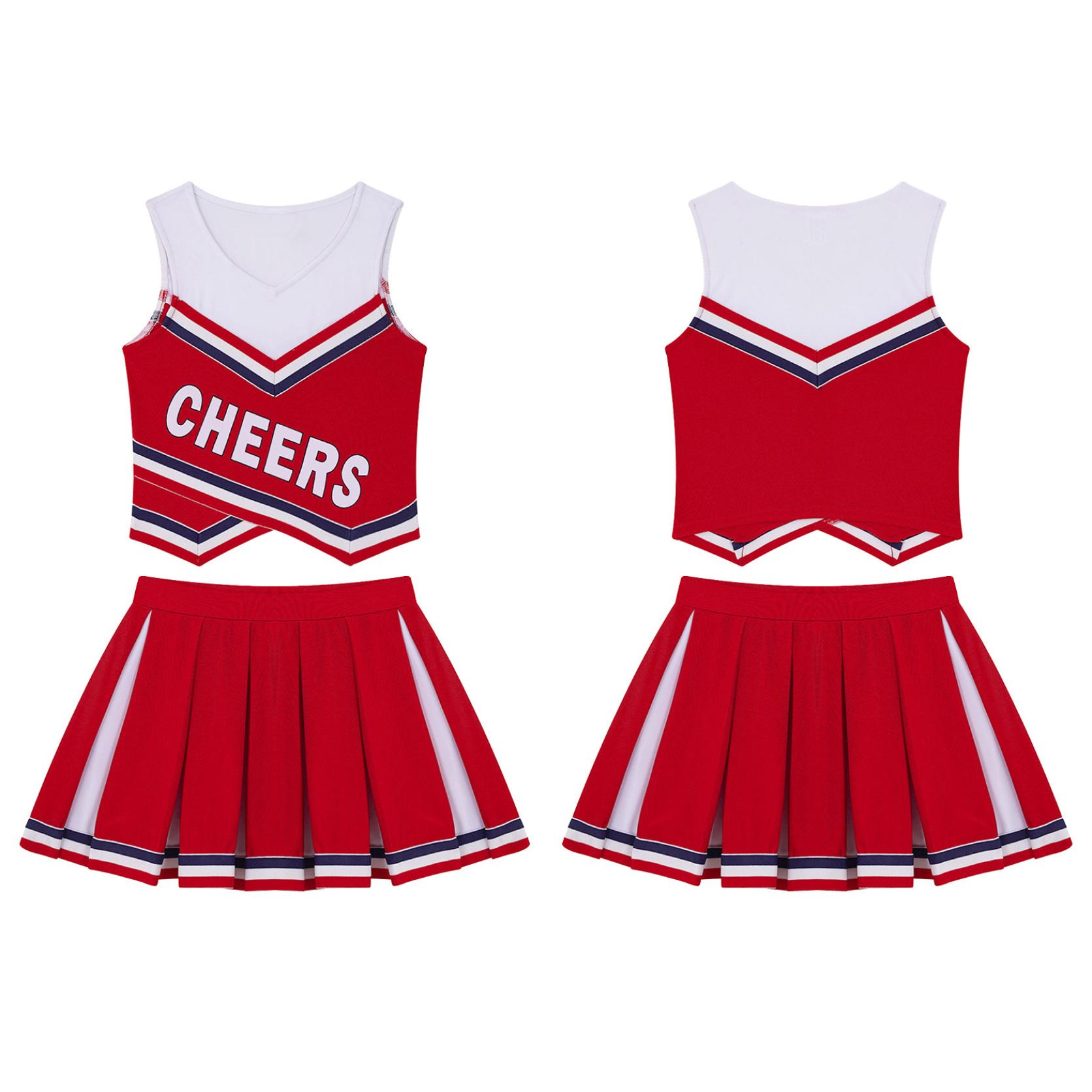 

Детский школьный спортивный игровой костюм для девочек, униформа, детское платье Черлидинга на Хэллоуин, карнавал, спортивная экипировка 5-6 Years красный