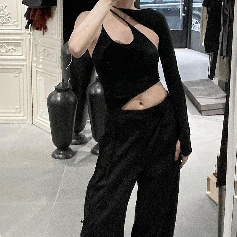 Hollow Out Blusas One Off Shoulder Summer Clothes Tshirts for Women Top Female T-shirt Women's T-shirt Black Sexy Tops T Shirt