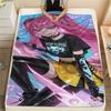 1PC Kpop Demon Hunters Print Flannel Blanket, High Quality All Seasons, Home Decor, Warmth and Comfort, Perfect for Christmas Gifts