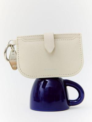 JILLSTUART [Bow 2] [Keyring Included] Ivory Cowhide Card Wallet and Charm JAWA5F231IV