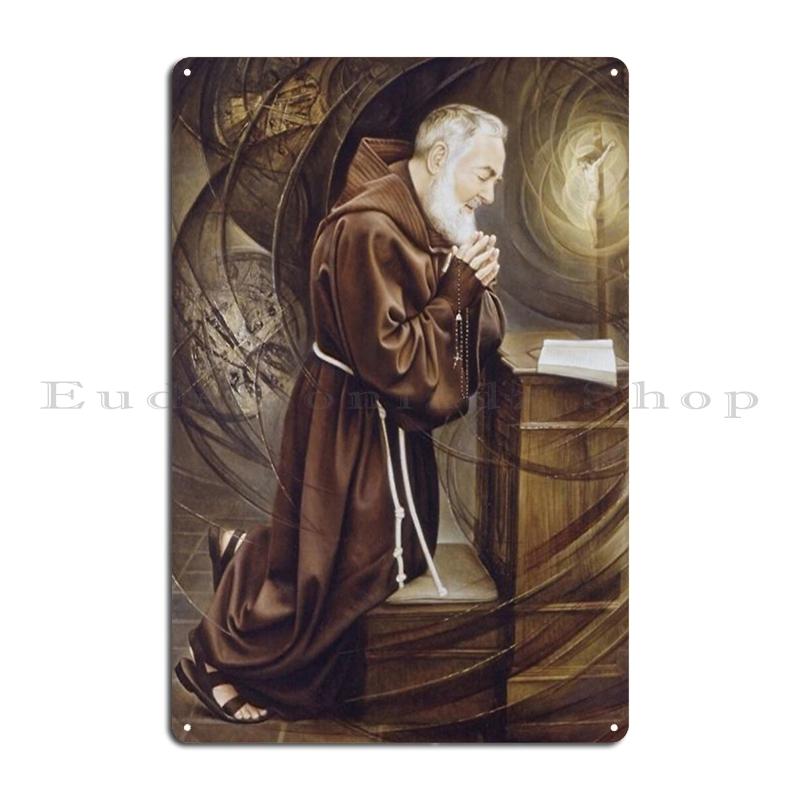 Mosaic Of Father Pius Padre Pio Metal Plaque Kitchen Designing Rusty Customized Wall Decor Pastor Tin Sign Poster