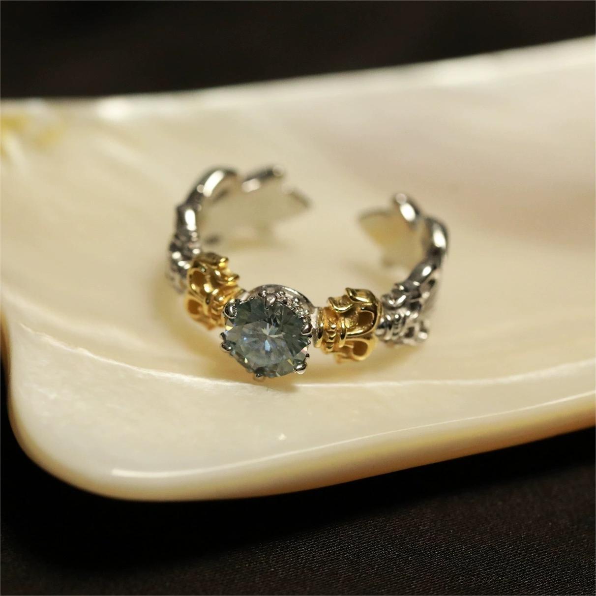 

Keke Iris Ring Women S French Retro Old Open Ring Niche Design High-End Index Finger Ring open adjustable