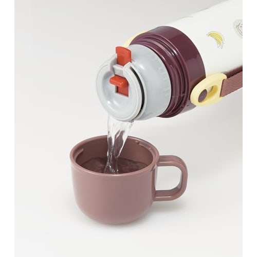 Skater Children's Water Bottle, 2-Way, Straw/Cup, 400ml Capacity, Curious George Design, Size 25, Boys and Girls, Stainless Steel, Lightweight, Insula