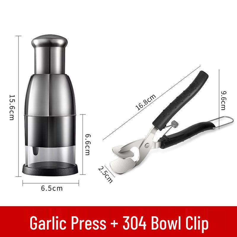 304 Stainless Steel Multi-Functional Kitchen Garlic Press and Slicing Knife for Garlic, Onion, and Ginger.