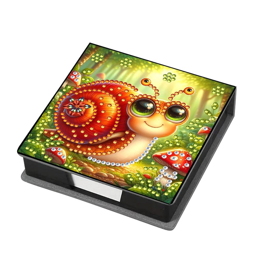Leather Animals Gem Painting Memo Pad Holder Mosaic Kit Pattern Diamond Art Note Box with 160 Sheets of Paper for DIY Art Craft