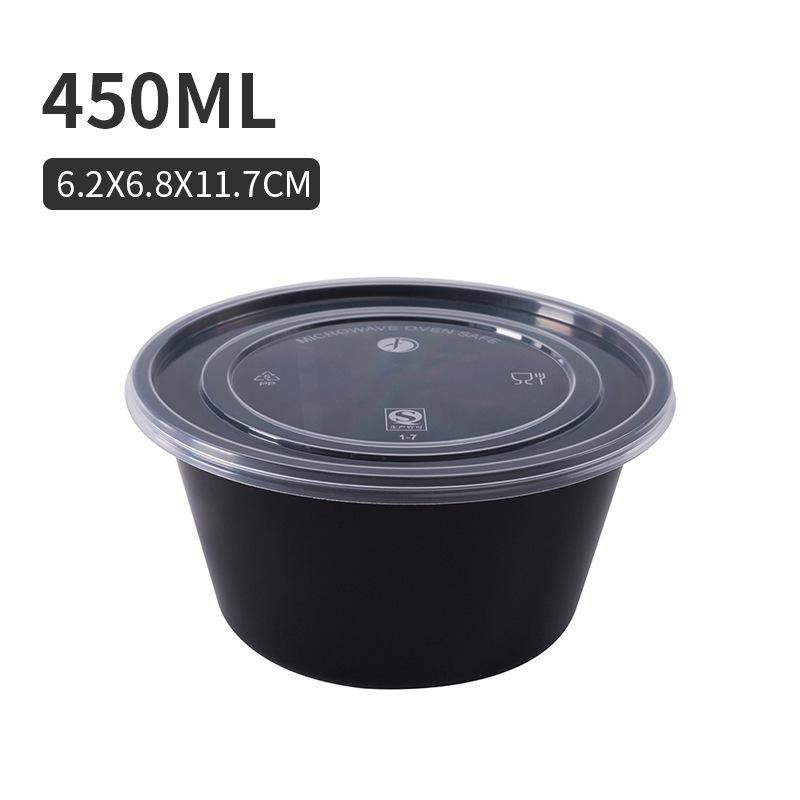 Thickened Disposable Black Takeout Bowls Round Rectangular Microwave Safe Plastic Food Containers