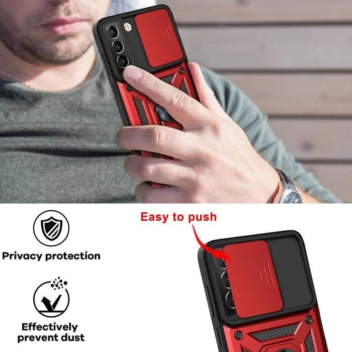 Coque et Verres Trempés - Samsung - S22 Plus - Rouge - Anti-Rayure - Antichoc