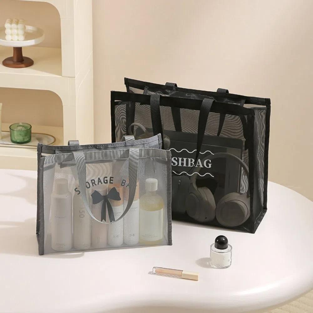 Große Kapazität Leere Tragetasche Netz Kosmetiktasche Tragbar Make-up Waschbeutel Handtasche