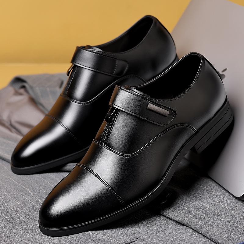 New Men's Leather Shoes British Trend Korean Version Leather Edge Buckle Foot Breathable Fashion Business Casual Shoes Cowhide Shoes