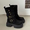 Brown retro Maillard platform thick-soled high-heeled Martin boots women's 2025 new autumn thin and heightened medium boots