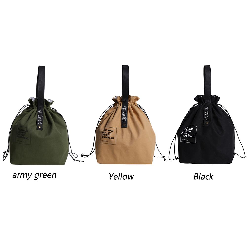 Canvas Portable Insulated Handbag Reusable Drawstring Bundle Bag Multifunctional Camping Food Container Work Picnic Travel Bag