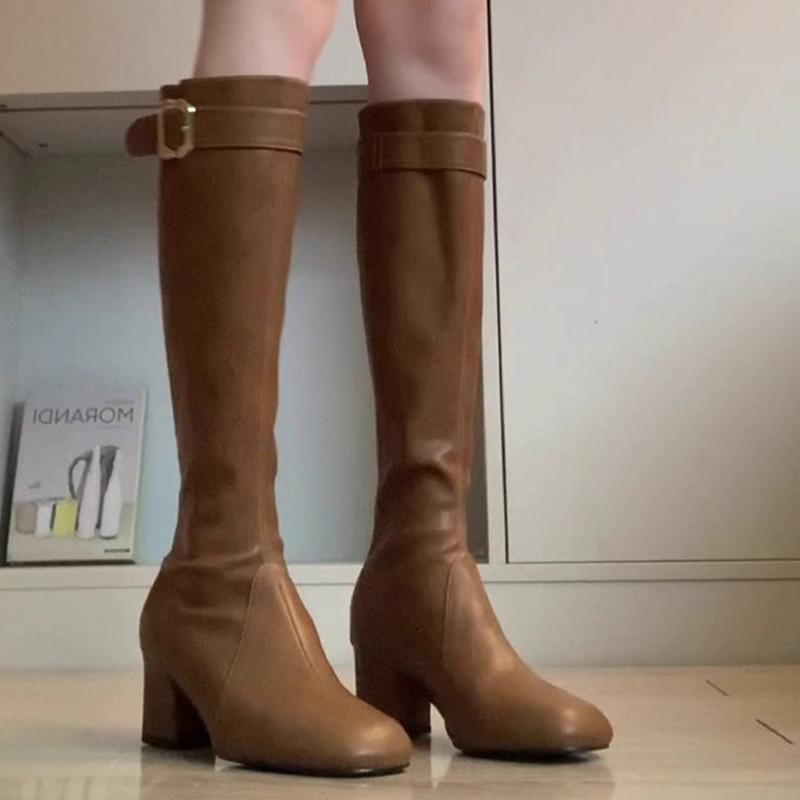 Sexy High Heels Lange Stiefel Damen Elegante Modische klobige Schuhe Chelsea Winter Neue kniehohe Stiefel Pumps Goth Mujer Botas