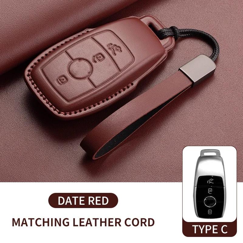 Leather Car Key Case Cover For Mercedes Benz E C G M R S Class W204 W212 W176 GLC CLA GLA AMG 2025 Key Shell Car Accessories
