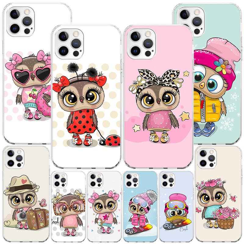 Cute Owl Hearts Lover Phnoe Case for Iphone 17 Air 16 11 12 13 Mini 14 Plus 15 Pro Max 7 8E SE 2020 16ProMax Phone Cover Coque 1