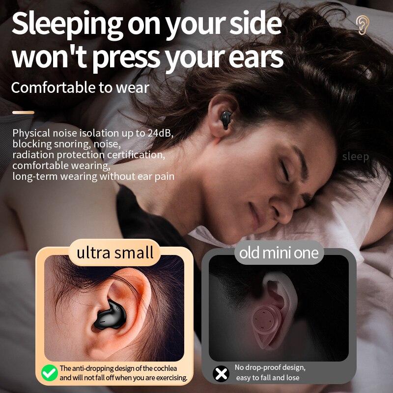 Invisible Sleep Wireless Earphone Noise Cancelling TWS Bluetooth 5.3 Headphones Hidden Earbuds IPX5 Waterproof Sports Headset