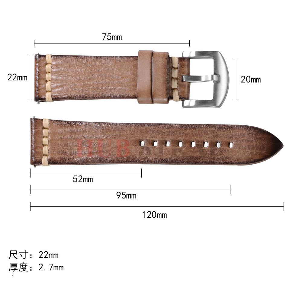18mm 20mm 22mm 24mm Stitching Calfskin Watch Strap for Tudor for Samsung Vintage Cowhide Watchband for Seiko Men Wrist Bracelet