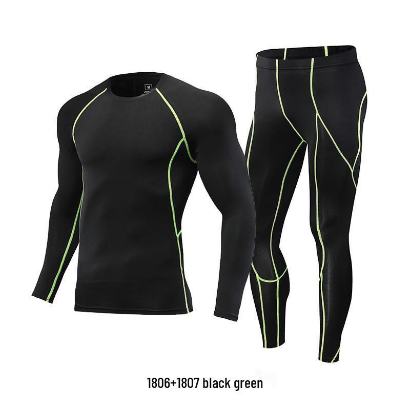 Men's Quick-Drying Elastic Compression Long Sleeve Fleece-Lined Fitness Suit