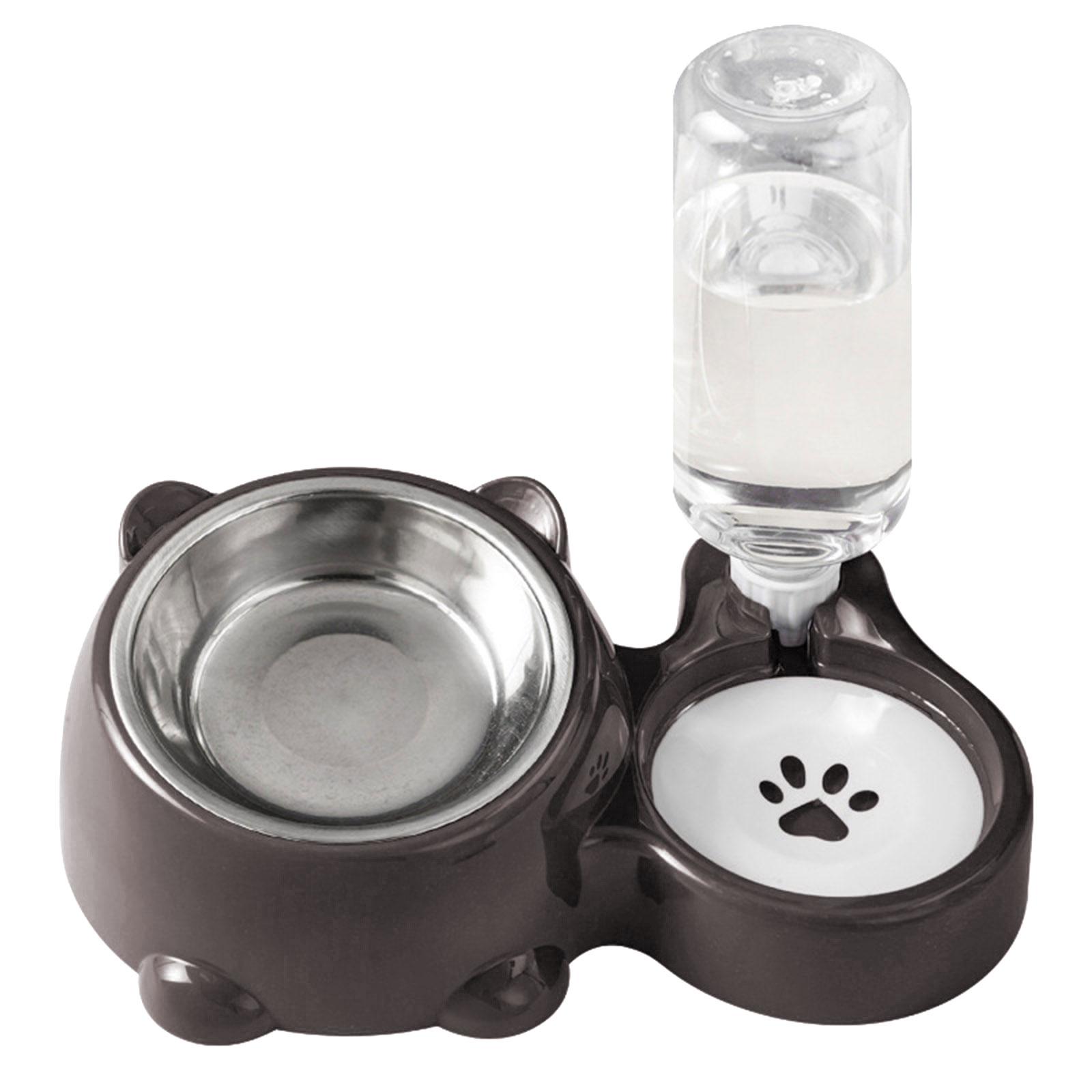 

Dual Compartment Elevated Pet Feeder With Removable Stainless Steel Bowl And Automatic Water Dispenser For Cats Medium Dogs темно-сірий колір