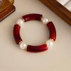 Red Bracelets Metal Tube Punk Bangles Fashion Acrylic Bracelets  Jewelry