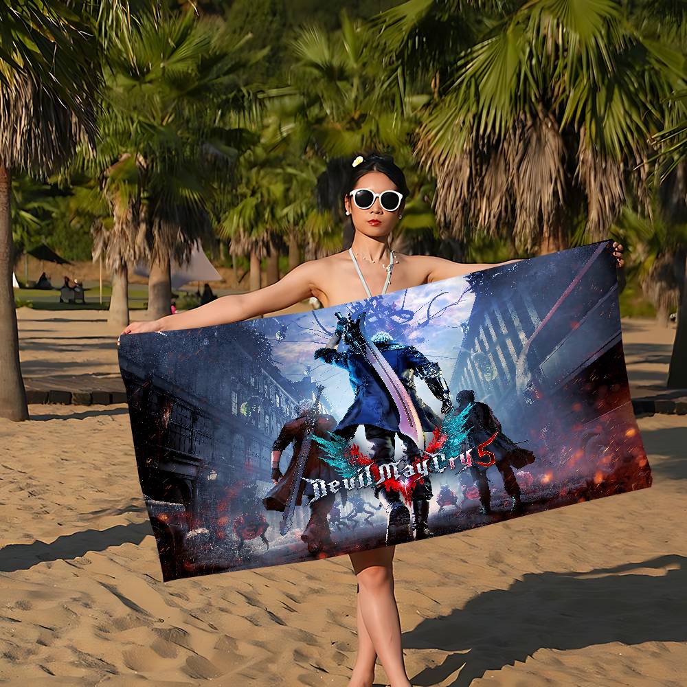 D-Devil May Cry Bath Towel Microfiber Soft Water Absorbing Breathable For Girl Kids Decorative Cartoon Beach Towel