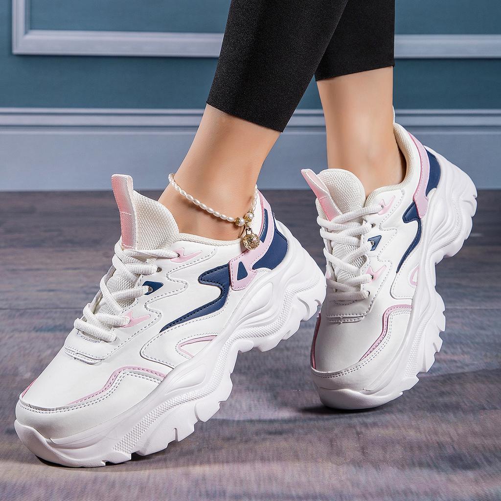 Women New Fashion Platform Sport Shoes Women 2025 New Summer Casual Chunky Sneakers Women Leather Platform Shoes