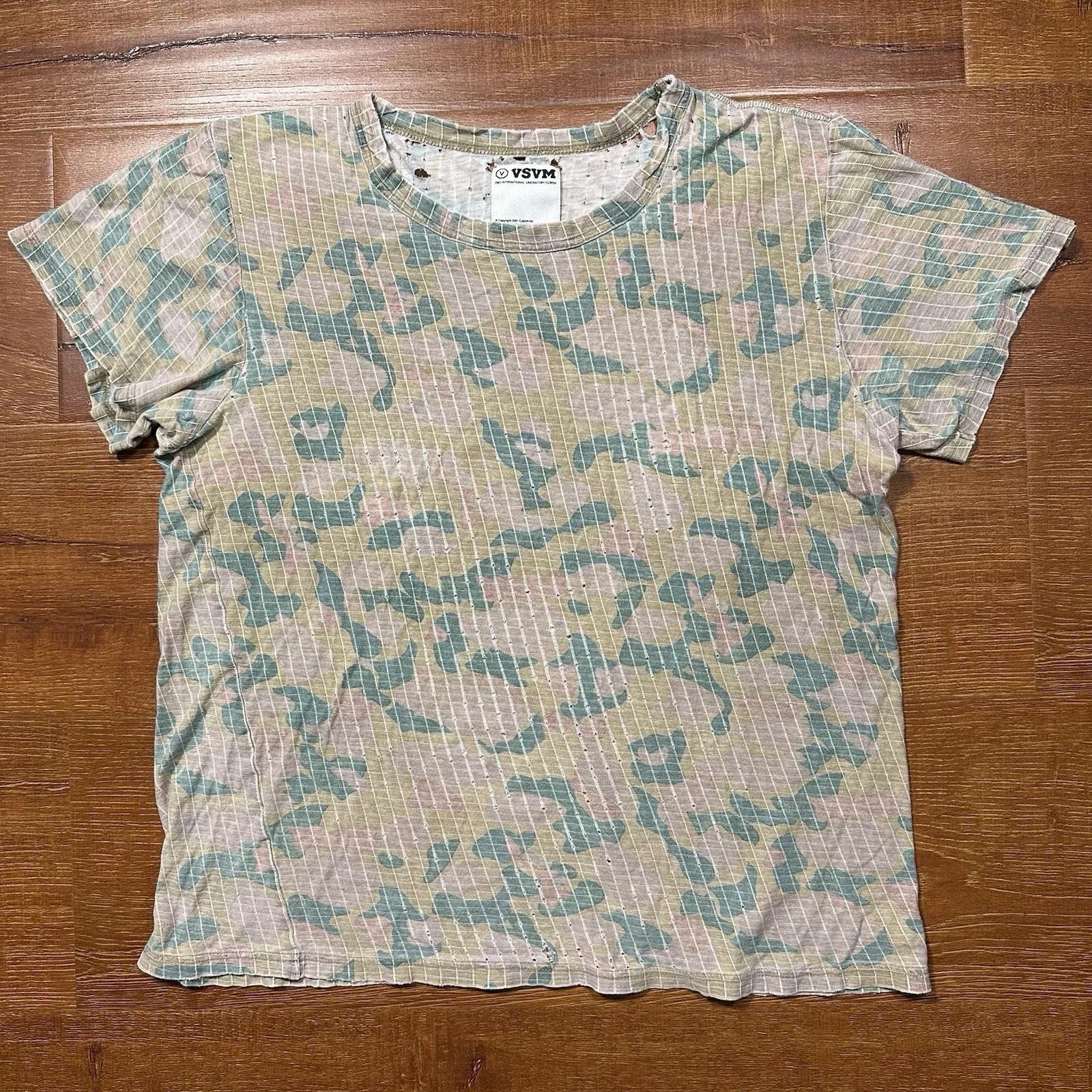 

Винтажная укороченная футболка Visvim Мужская M Бежевый Камуфляж Япония Поношенная Потертая VTG M