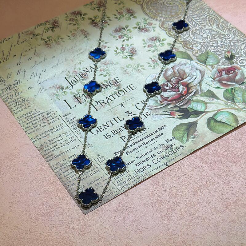 15MM High Version Ten Flower Four-leaf Clover Necklace 18k Double-sided Mother-of-pearl Four-leaf Clover Sweater Chain