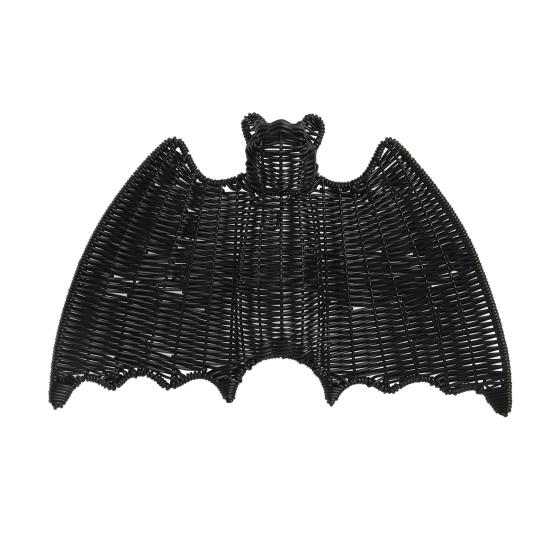 Halloween Rattan Bat Decoration 3D Scary Black Plastic Woven Bat Wall Hanging Decor for Tree Porch Yard Lawn Indoor Outdoor Farmhouse Decor