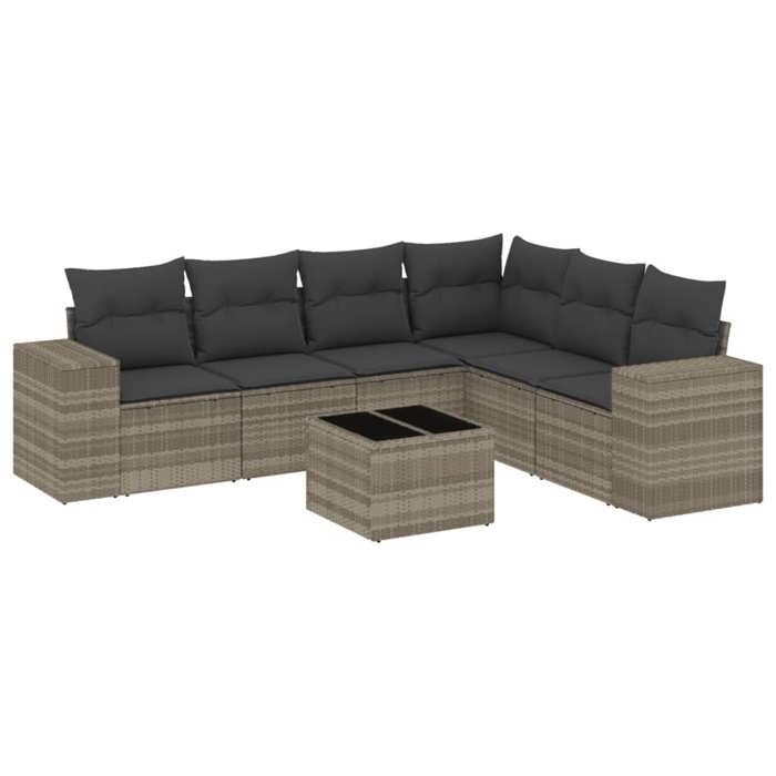 VidaXL Salon de Jardin avec Coussins 7 pcs, Canapés de Terrasse, Ensemble de Meubles de Patio, Mobilier d'Extérieur, Gris 3254959