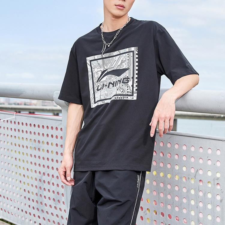 Li-Ning Big Graphic Loose Fit T-shirt 'Black' Men's AHSR339-2
