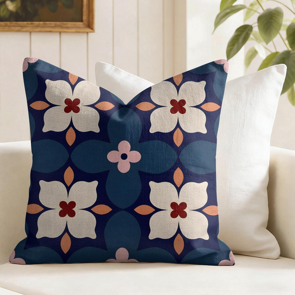 Symmetrical Pattern Cushion Cover Natural Linen Pillow Cover DoubleSided Print Cushion Cover for Sofa Home Decor