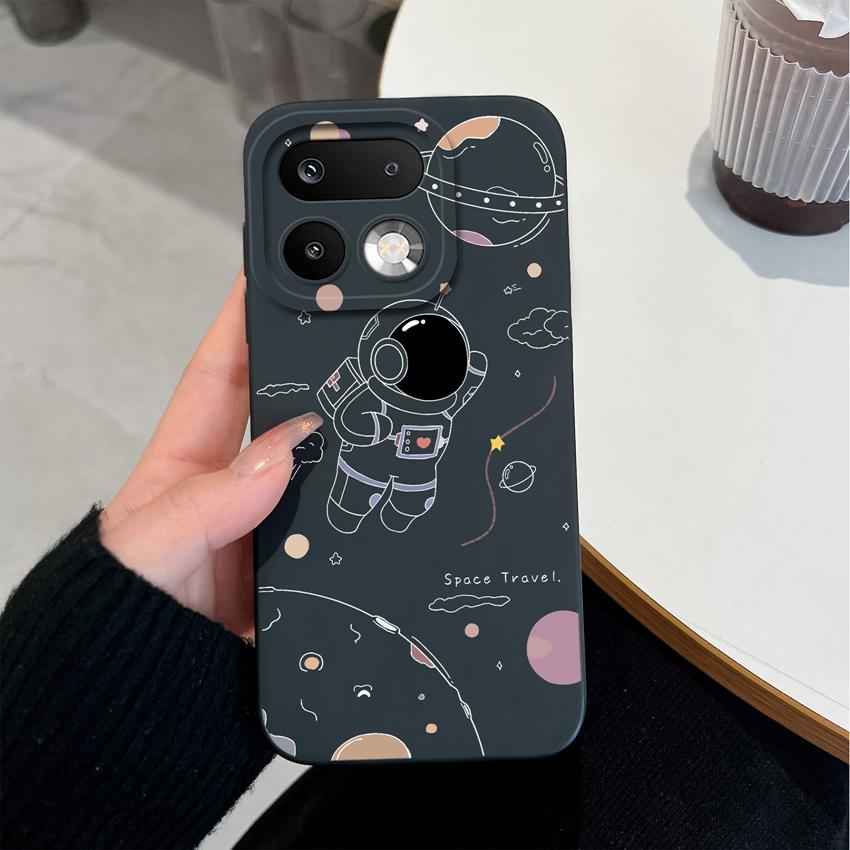 For Oppo Realme 16 15 14 Pro Plus OPPO Reno 15 Pro A6X A83 A79 A78 A96 A95 A94 A93 A92 A91 Phone Case Lovely Astronaut Soft Liquid Silicone Back Cover