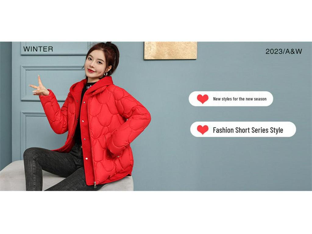 Women's Winter Down Cotton Jacket: Fake Two-Piece Style, Petite, Short, Loose Fit, Korean-Inspired, Bread Coat Design