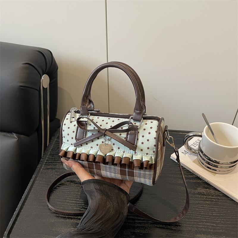 Sweet Bow Lace Fashion Polka Dot Foreign Style One Shoulder Portable Underarm Bag Women's New 2025 Trend Lace