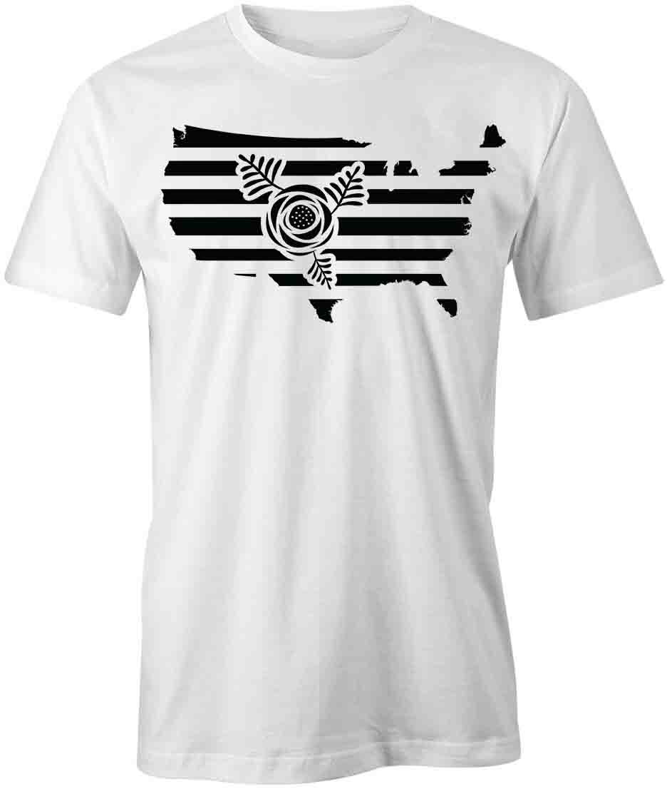 AMERICA FLAG FLOWER TShirt Tee Short-Sleeved Cotton CLOTHING S1WSA275 XL