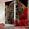 Flat Printing Happy Valentine Day Party Curtains Red Rose Cheetah Digital Printed Polyester Drapes Festive Set Of 2 Made