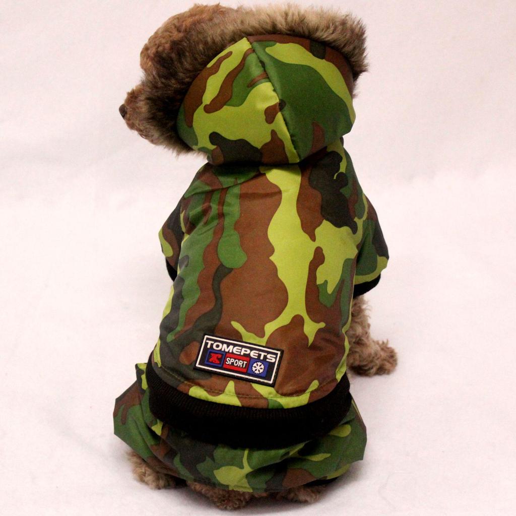 Waterproof Camouflage Winter Coat for Dogs - Cotton-Padded Four-Legged Jacket, Stain-Resistant, Two-Piece Set