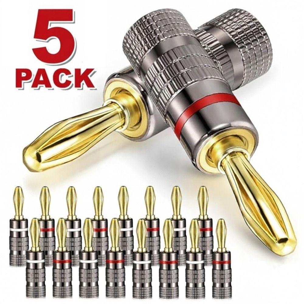 1/5PCS Gold Plated Banana Plug Connector Dual Screw Locking Metal Audio Cable Connector Quick Connect No Solder