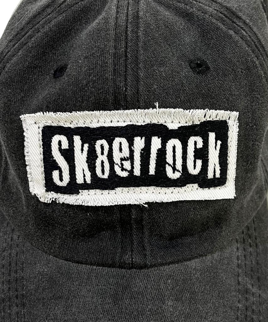 SK8ER ROCK Patchwork Pigmentwashing Ball Cap ((Charcoal))