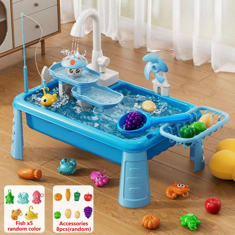 

Water Table Play Sink Toy For Kids Outdoor Kitchen With Running Water Fishing Games Toddler Water Play Table Beach Outdoor Toys
