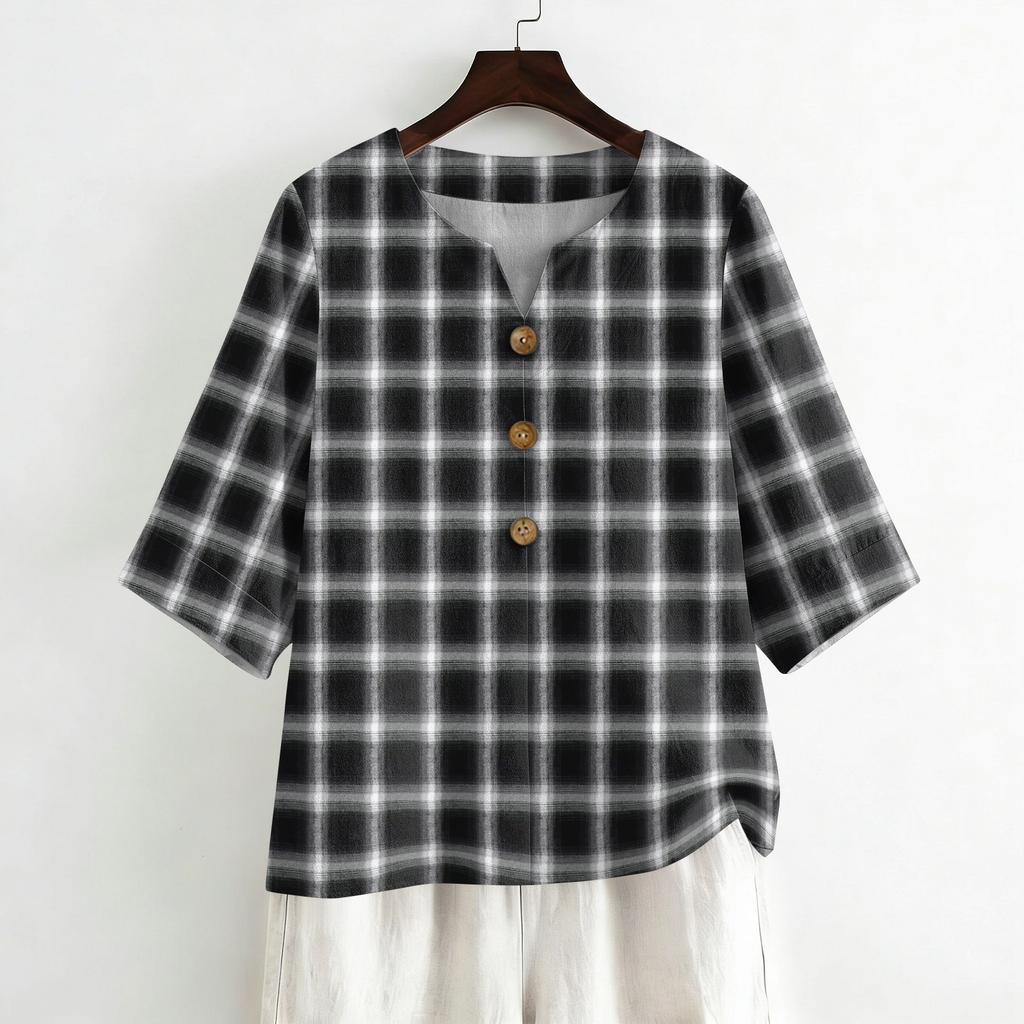 Women's Shirts Dressy Casual T-Shirts 3/4 Sleeve Tunic Tops Basic Tees Pullover Work Blouses