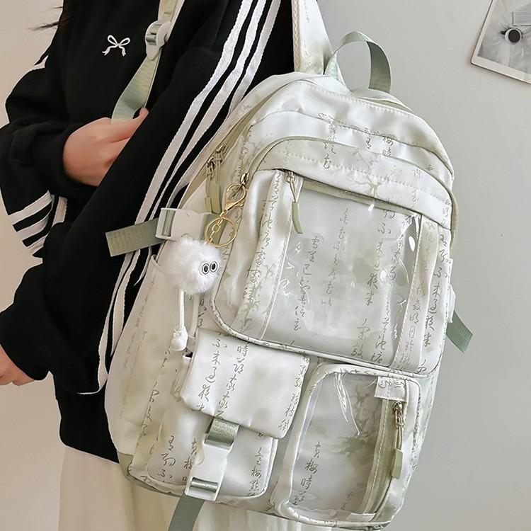 Junior High School Student Anti-theft Student Schoolbag Transparent Multi-pocket Large-capacity Waterproof and Wear-resistant Niche Light Luxury Ba