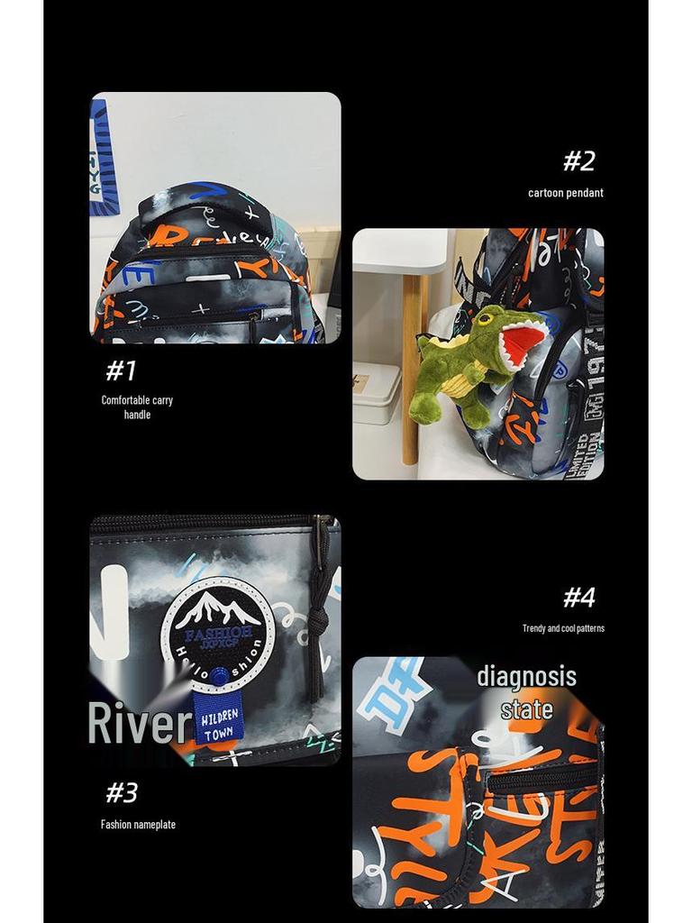 Spot Graffiti Streetwear Lightweight Backpack for Students & Casual Use